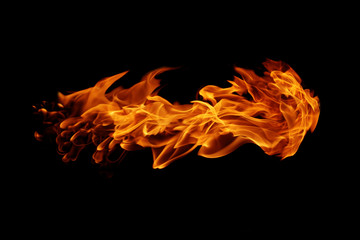 Abstract  Fire flames on black background