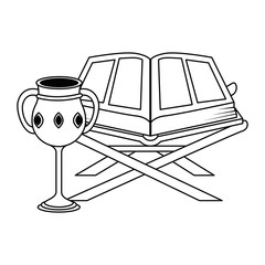 sacred book with lectern and chalice religious vector illustration design