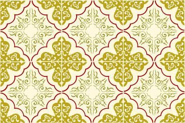 Vintage ceramic tiles wall decoration.Turkish ceramic tiles wall background