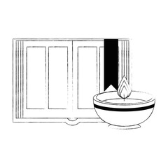 sacred book with candles religious icon vector illustration design