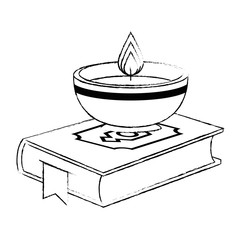 sacred book with candles religious icon vector illustration design