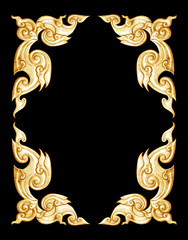 old decorative gold frame - handmade, engraved - isolated on black background