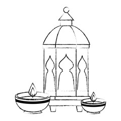 lamp and candles decoration ramadan kareem vector illustration design