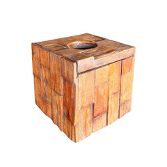  wooden tissue box isolated on white
