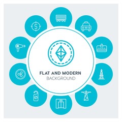 industry, health, hotel, money Infographic Circle outline Icons Set. Contains such Icons as  business,  website,  elements,  background,  pattern,  banner, taxi and more. Fully Editable. Pixel Perfect