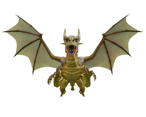 Fototapeta premium yellow dragon in a white background