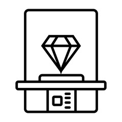 14.Diamond in museum glass showcase vector icon. filled flat sign for mobile concept and web design. Diamond Exhibit simple solid icon. Symbol, logo illustration. Pixel perfect vector graphics