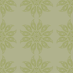 Olive green and gray floral seamless pattern