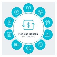 industry, health, hotel, money Infographic Circle outline Icons Set. Contains such Icons as  business,  website,  elements,  background,  pattern,  banner,  web and more. Fully Editable. Pixel Perfect