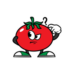Cartoon Confused Tomato Character