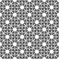 Black floral seamless design on white background