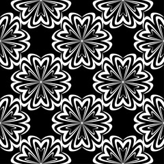 White floral seamless pattern on black background