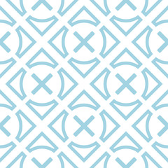 White and blue geometric ornament. Seamless pattern