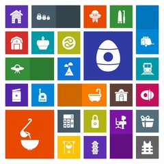 Modern, simple, colorful vector icon set with white, space, security, life, house, safety, business, calculator, dinner, train, nature, wood, barn, farming, staple, cooking, holiday, accounting icons