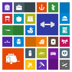 Modern, simple, colorful vector icon set with plane, curtain, fashion, comfortable, map, farming, staple, natural, spice, child, barn, wood, airplane, duck, suit, travel, vehicle, home, food icons