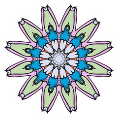 Decorative flower mandala design. Vector round pattern. Coloring. Design for greeting card, invitation, tattoo.