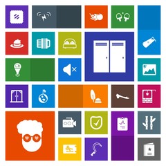 Modern, simple, colorful vector icon set with check, location, sound, mute, handle, hipster, volume, picture, stone, film, water, favorite, fashion, letter, door, security, black, clothing, post icons