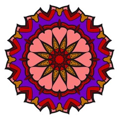 Floral Geometric Pattern with hand-drawing Mandala. Vector illustration. For fabric, textile, bandana, scarg, print.