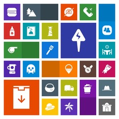 Fototapeta premium Modern, simple, colorful vector icon set with building, school, sport, web, table, flower, backpack, white, dinner, menu, object, bottle, blossom, home, location, milk, equipment, bag, nutrition icons