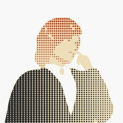 Beautiful sexy fitness girl. Pretty business woman . Lady rise her hand to the head. Front view. Halftone texture