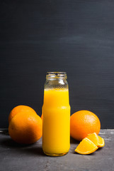 Fresh orange juice. Selective focus. Shallow depth of field.