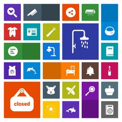 Fototapeta premium Modern, simple, colorful vector icon set with immigration, home, woman, book, document, animal, bunny, decoration, store, education, rabbit, medicine, fashion, laboratory, mobile, button, travel icons