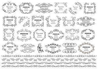 Plakat Calligraphic design elements . Decorative swirls or scrolls, vintage frames , flourishes, labels and dividers. Retro vector illustration