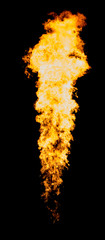 Flame pillar, isolated fire jet goes from flamethrower