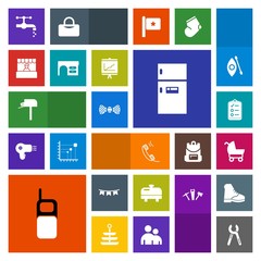 Modern, simple, colorful vector icon set with background, boiler, fashion, happy, telephone, holiday, equipment, sink, freezer, refrigerator, box, post, tie, mark, child, celebration, tool, flag icons