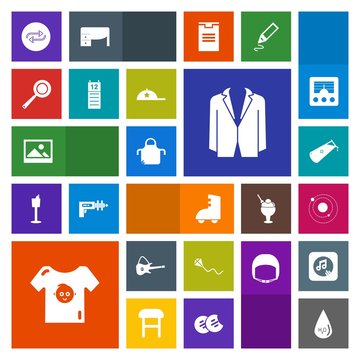 Modern, simple, colorful vector icon set with sport, sky, apron, substitute, fun, kitchen, picture, food, business, summer, roller, joy, chemistry, musical, skating, white, clothes, child, art icons