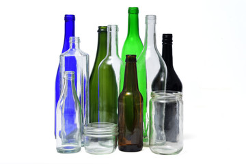recyling glass on white background