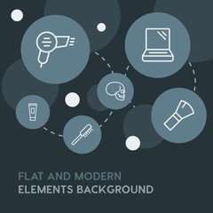 health, beauty and cosmetics outline vector icons and elements background with circle bubbles networks.Multipurpose use on websites, presentations, brochures and more