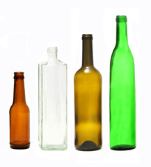 recyling glass bottle on white background