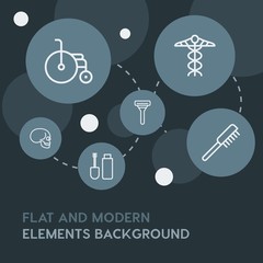 health, beauty and cosmetics outline vector icons and elements background with circle bubbles networks.Multipurpose use on websites, presentations, brochures and more