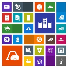 Modern, simple, colorful vector icon set with kamon, price, home, template, housework, delivery, truck, man, dove, clothing, transportation, shirt, hat, sheriff, child, cardiology, domestic, bed icons