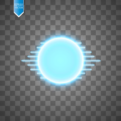 Blue energy ring with speed glow lines on transparent backgraund. abstract.conceptual vector design with free area in center for any object.
