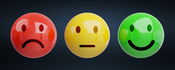 Fototapeta premium Customer satisfaction rating with smiley 3D rendering