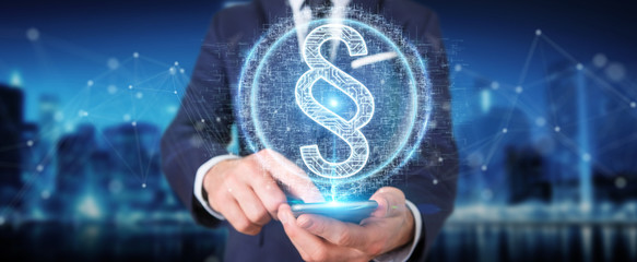 Businessman using law paragraph digital hologram 3D rendering