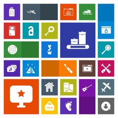 Modern, simple, colorful vector icon set with automobile, motel, avatar, clean, travel, bed, real, privacy, estate, food, green, water, room, hotel, sign, pan, wheel, auto, label, star, oar, bag icons