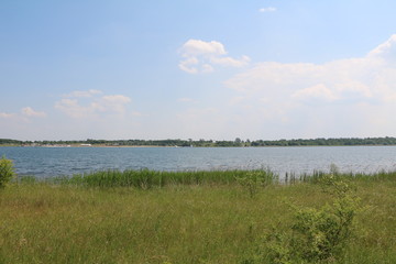 Summer at Lake Schladitzer See nearby Leipzig in Germany