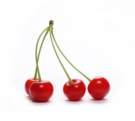 Fresh cherries isolated on white background