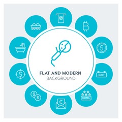 industry, health, hotel, money Infographic Circle outline Icons Set. Contains such Icons as  business,  website,  elements,  background,  pattern,  banner, cash and more. Fully Editable. Pixel Perfect