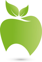Zahn, Apfel, Zahnpflege, Blätter, Logo