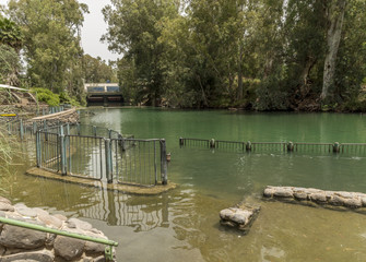 Yardenit, Israel- May 6, 2018 : Yardenit baptism site on a Jordan River in Israel. modern site commemorating Christ's baptism was established at Yardenit in Israel