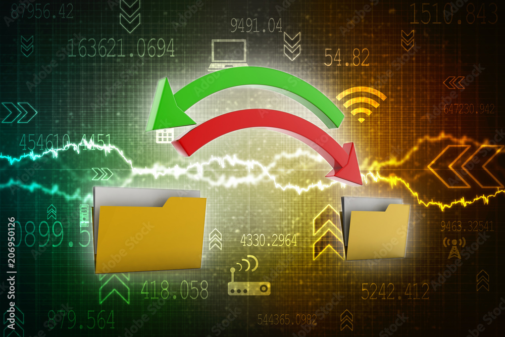 Poster 3d rendering folder with arrow