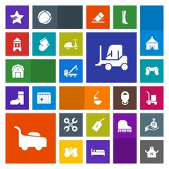 Modern, simple, colorful vector icon set with warm, delivery, tow, play, fashion, truck, vehicle, car, transport, warehouse, barn, reparation, tower, food, industrial, repair, sign, staple, tool icons