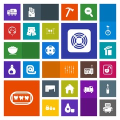 Modern, simple, colorful vector icon set with office, music, building, unlock, money, cyborg, car, real, present, delivery, equality, futuristic, fan, holiday, house, white, open, dentist, sign icons