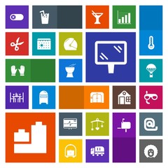 Modern, simple, colorful vector icon set with cut, banner, parachuting, schedule, character, mask, bed, pulse, scary, newborn, helmet, percussion, elevator, timetable, tool, musical, extreme icons