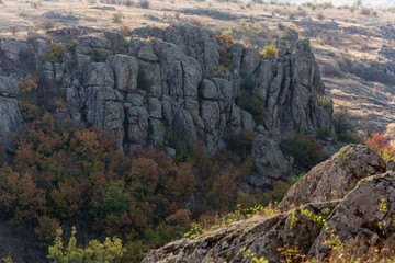 Rock canyon against beautiful sunset background