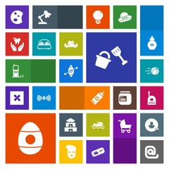 Modern, simple, colorful vector icon set with holiday, doughnut, sailboat, sport, clean, temple, spring, decoration, ship, cake, asia, message, dental, care, shovel, brush, mail, travel, ball icons